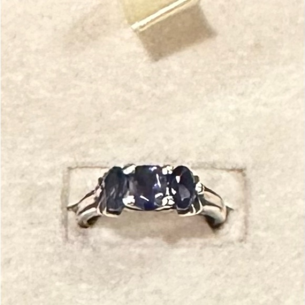 Three Stone Iolite And Silver Ring - image 3